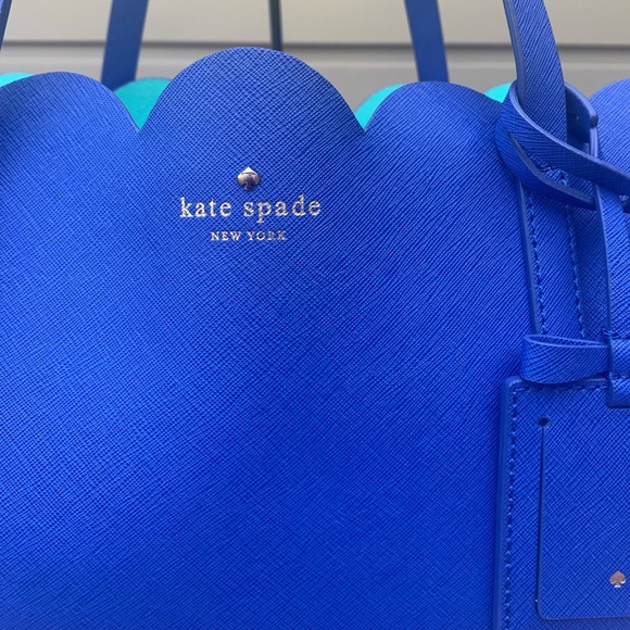 Kate Spade Bag Motif Ladies Blue Leather Tote - Picture 3 of 10
